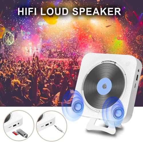 Cd Player Portable With Bluetooth - Wall Mountable & Desktop Stand Cd Players Music Player Home Audio Boombox With Remote Control Fm Radio Built-In Hifi Speakers Lcd Display Mp3 Headphone Aux Jack #TOP6