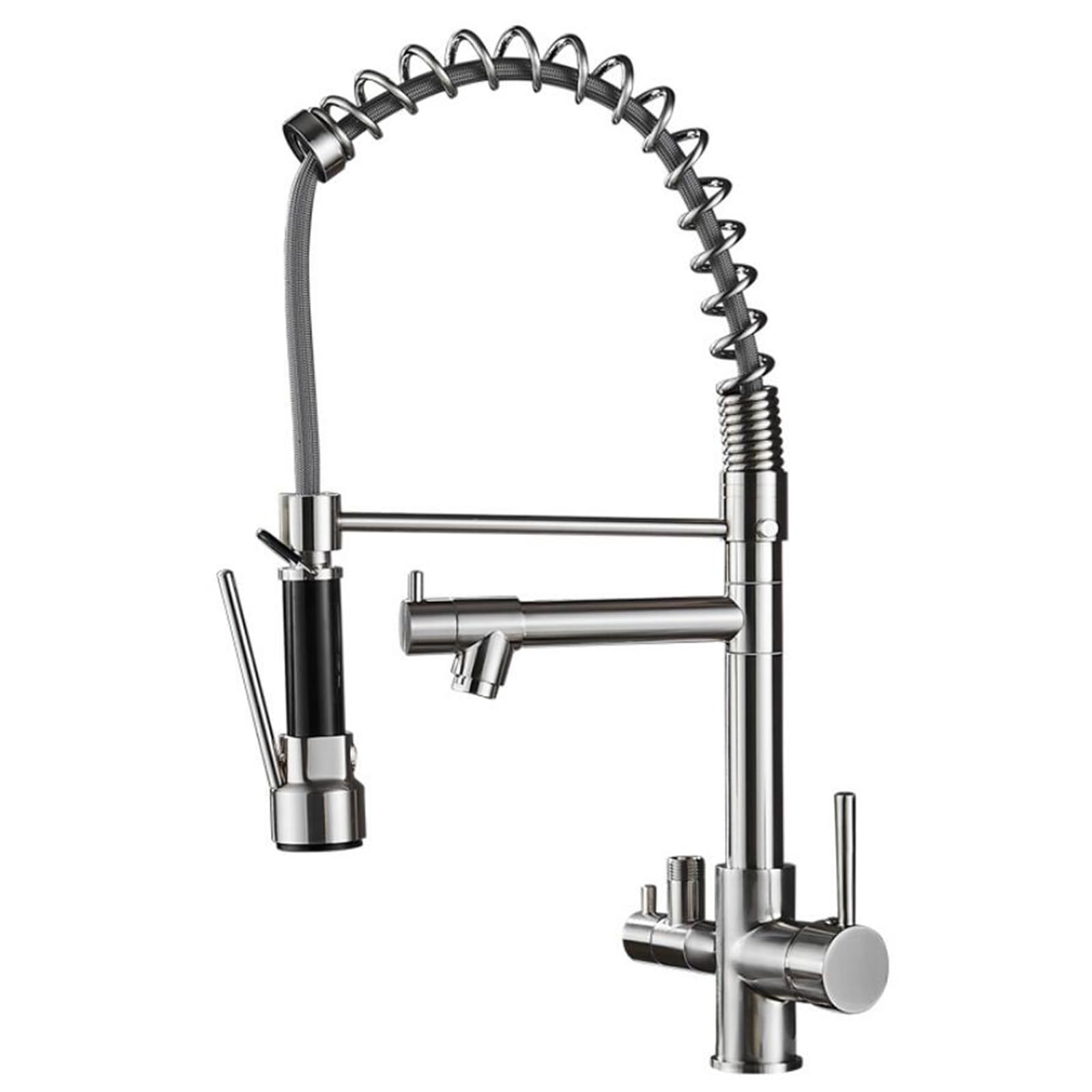 ZQFHSX Kitchen Faucet Swivel Brass Chrome Plated with Dishwasher Connection