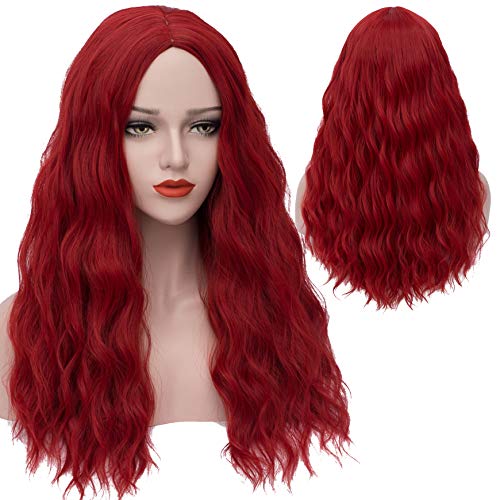 Mildiso Perücke Damenperücke Rot Lang Gewellt Locken Natürlich/Für Frauen Alltag Anime Meerjungfrau Cosplay Kostümparty Halloween Karneval 016A