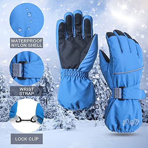Image of BAVST Kids Winter Glove Boys Girls Snow Ski Waterproof Gloves for Teens Fleece Lining Warm Mittens Outdoor