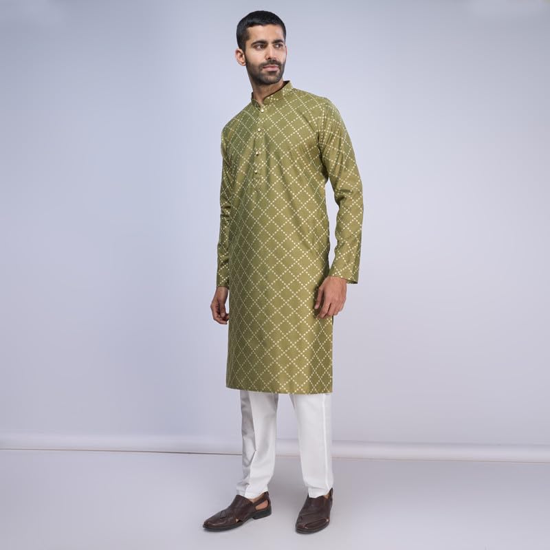 Image of BELLAZO Men's Premium Cotton Printed Regular Kurta | Stylish Kurta for Weddings /Festivals