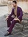 Daupanzees Men's African 2 Piece Set Luxury Traditional Suit Gold Print Dashiki Shirt and Pants Outfit Purple M