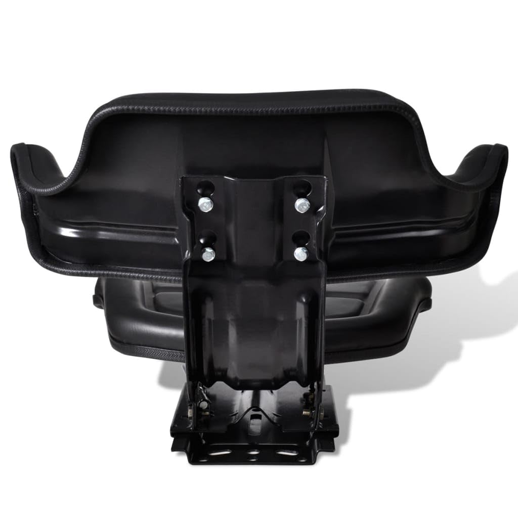 Asiento para tractor con respaldo negro, marco de acero, 43 x 60 x 49 cm, 150 mm de ajuste longitudinal, con reposabrazos, accesorios para tractor cortacésped, tractor de jardín, cortacésped