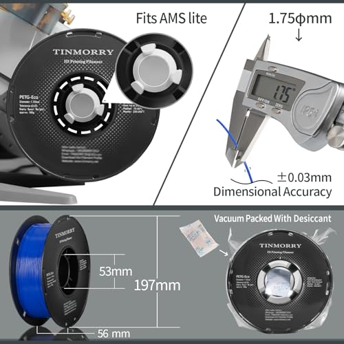 Image of TINMORRY PETG Filament 1.75, Rapid PETG-Eco 3D Printer Filament, Compatible with Most FDM 3D Printers, 1 KG 1 Spool, Klein Blue