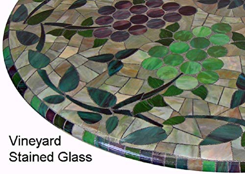 Mosaic Table Cloth Round 36 Inch To 48 Inch Elastic Edge Fitted Vinyl