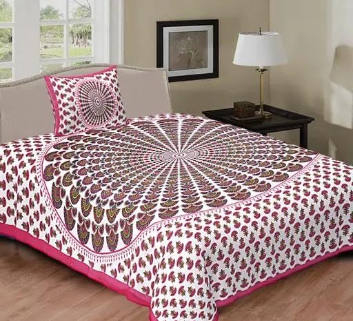 100% Pure Cotton Double Bed Sheet with 2 Pillow Covers - Timeless Beauty & Traditional Heritage - Gorgeous Ethnic Motifs Print for Elegant Bedroom Décor (Double Size)-image-45