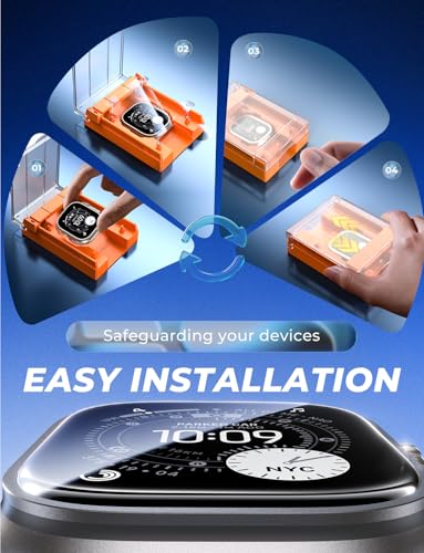 Image of MAGIC JOHN 2 Pack for Apple Watch 49MM Ultra3 /Ultra2 /Ultra Screen Protector | [Automatic Align Tech] Self-Healing Flexible EPU Film,HD Transparent, Anti Scratch, Bubble Free