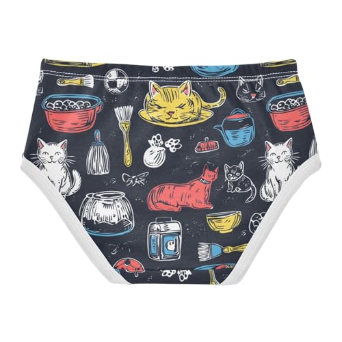 ZZKKO Abstract Lines Cat Girls Underwear Toddler Panties for Girls Comfort Brief Size 8Y2