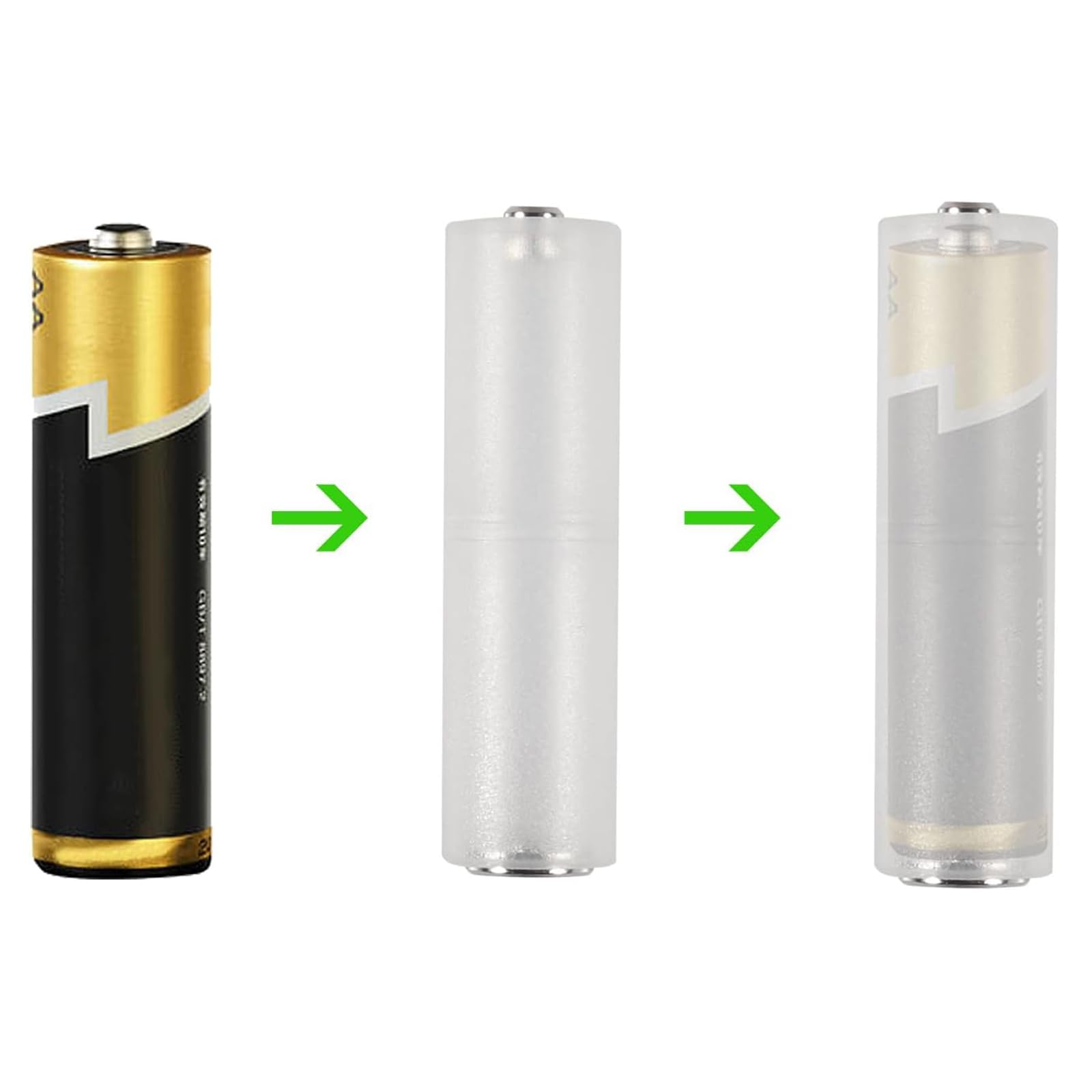 Lot de 20 convertisseurs de piles AAA vers AA AAA vers AA - Adaptateur de convertisseur de batterie AAA vers AA - Adaptateur pour piles AAA vers AA