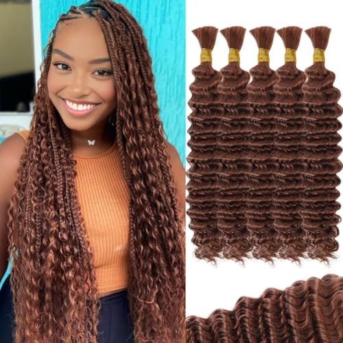 12A #30 Auburn Brown Human Braiding Hair for Boho Braids