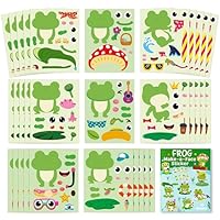BeYumi Frog Face Sticker Sheets - 40Pcs Make Your Own Frog Stickers Games Make A Face Sheets Preschool Classroom Decoration Spring Summer Passover Party Favors for Kids Birthday Party
