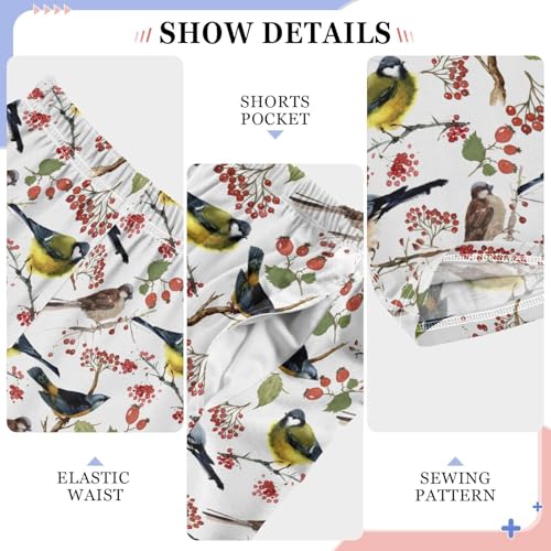 Winter Bird Berry Boys Long Pants Soft Trousers Elastic Waist Kids Lounge Bottoms with Pockets S-XL4