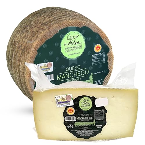QUESOS LA ALDEA | Queso Manchego Curado de Oveja Artesano de Origen D.O. | Queso Gourmet 1.5 kg | Perfecto para Packs Regalo de Quesos gourmet, Cesta y Regalo Gourmet | Queso Curado