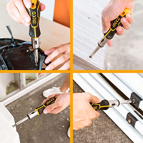 Image of INGCO HKSDB0248 24 Pcs Screwdriver Set, 16 Pcs 6.35X25mm Screwdriver Bit, INGCO Style Ratchet Handle, High Auality Cr.V Material, Heavy duty, High Torque Resistance Screwdriver Set (1 Set)