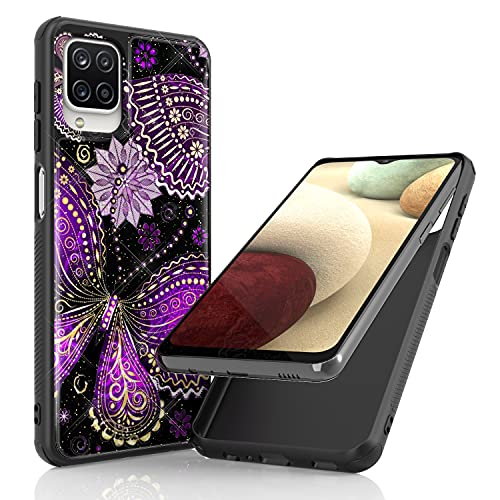 Generic MEGALUCKY Cell Phone Case for Samsung Galaxy A12 5G, Slim Fit Luxury Butterfly Shimmer Hybrid Case for Women Girl, Shockproof Bumper Cover