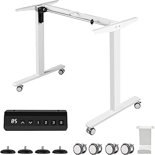 Elevating Desk, Standing Desk, Electric Elevating Desk, Height Adjustable, 28.0 - 46.9 inches 71 - 119 cm, Silent, Storage Hook Included, Wheels, Office Desk, 2025 Released White