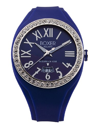 Boxer BOX 40Z BLU Mens Box 40 Zircons Roman Numerals Luminous Blue Date Watch