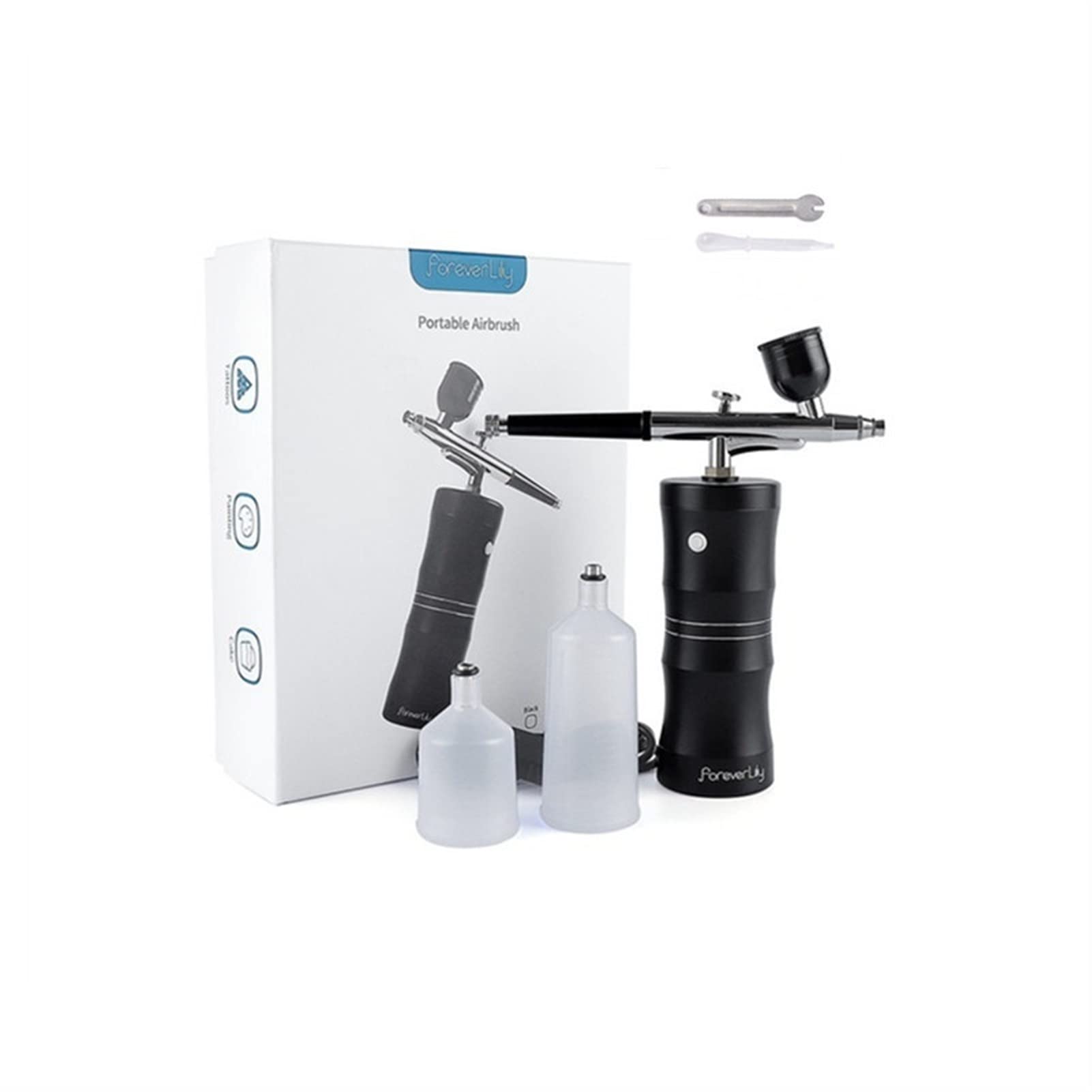 Mini Kit compressore per aerografo facciale da 0,3 mm Pistola a spruzzo per aerografo Iniettore di ossigeno per vernice per nail art, torta artigianale, nebulizzatore nano, strumenti di sabbiatura (