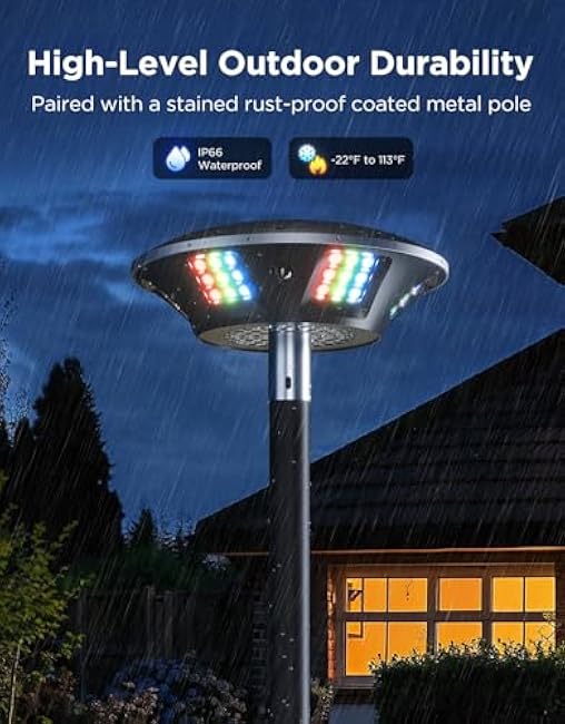 Govee Outdoor Lamp Post Lights, 2000LM High White Brightness with 6 Zones RGBIC Lighting Effect for Outdoor Decor, Double Sensor Integrated, IP66 Waterproof, Work with Alexa, Google Assistant, Matter
