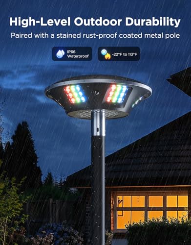 Image of Govee Outdoor Lamp Post Lights, 2000LM High White Brightness, 6 Zones | RGBIC Lighting Effect for Halloween Decor, Double Sensor Integrated, IP66 Waterproof, Work with Alexa, Google Assistant