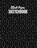 Black Paper SKETCHBOOK: Minimalist Simple Floral Pattern Blank Notebook for Drawing, Writing,...
