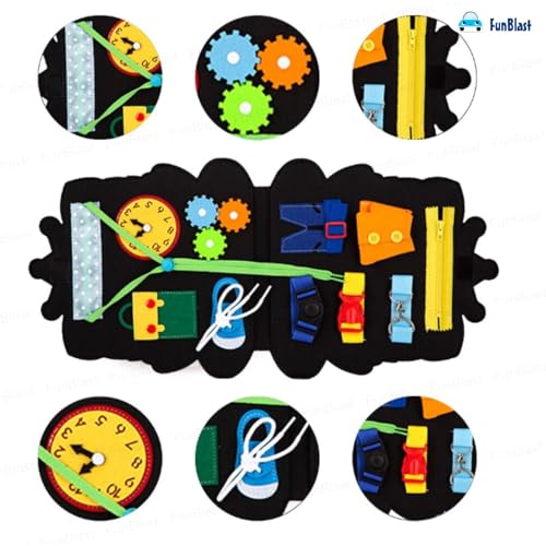 Image of FunBlast Busy Book for Toddlers Binder Board - Montessori Busy Board for Kids, Cartoon Design Learning Activity Toy for Toddlers, Educational & Early Learning Toys for Kids, Toddler (Tiger)