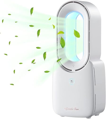 Miniatura 2 de SPeesy Ventilador de escritorio, ventilador portátil sin aspas, pequeño ventilador de refrigeración personal con luz LED de control táctil de 5