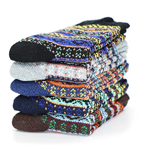 YZKKE 5Pairs Men Wool Socks Thick Thermal Hiking Winter Warm Boot Heavy Soft Cozy Socks for Cold Weather2