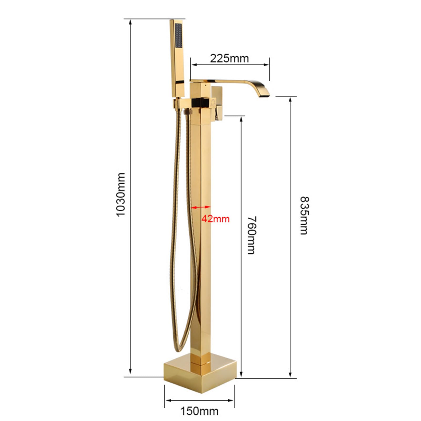 Bateria wannowo-prysznicowa Rose Gold wolnostojąca bateria wannowa z prysznicem Obrotowa bateria 360° Bateria wannowo-prysznicowa Zawór przełączający