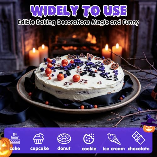 Image of Edible Halloween Sprinkles,Orange Purple Black Sprinkle for Cake Decorating