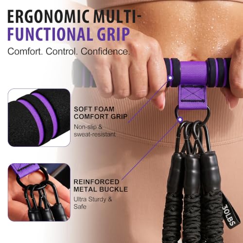 Image of Adjustable Foot Pedal Resistance Band with Handle, Multifunction AB /Core Workout Equipment for Women, 3-in-1 Exercise Bands for Working Out, 30-90lbs Heavy Duty Home Gym Yoga Fitness Equipment
