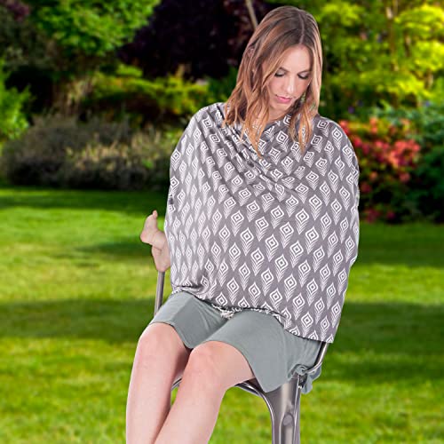 Image of Wendy Bellissimo Multipurpose Shopping Cart and Highchair Cover, Nursing Cover, can be Used as Scarf, Infant Car Seat Cover, Feather Printing