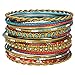 Set of 22 Golden, Turquoise & Coral Bangle Bracelets