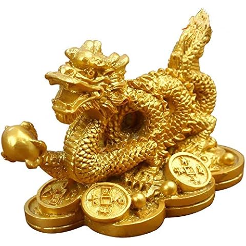 YeBon Feng Shui Dragon Statue Ornaments for Wealth and Fortune Symbol Prosperity Home Office Decor Cover