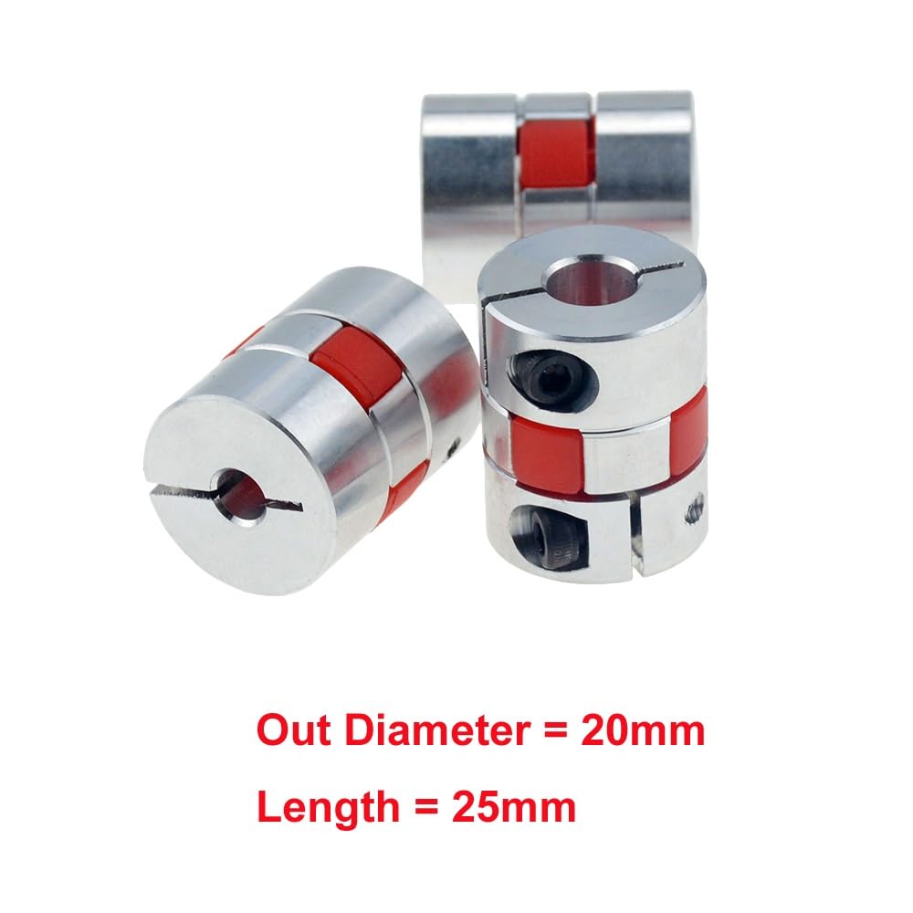 Flexible en aluminium, Lot de 4 accouplements flexibles en aluminium D20L25, tailles multiples(6.35mm to 8mm)