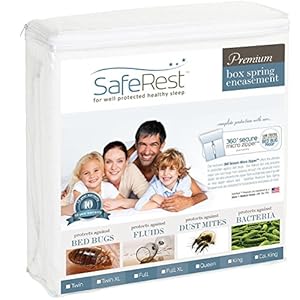 SafeRest Premium 9″ Thick Box Spring Encasement – Waterproof – Breathable, Noiseless and Vinyl Free – Fits Up to 9″ – Twin