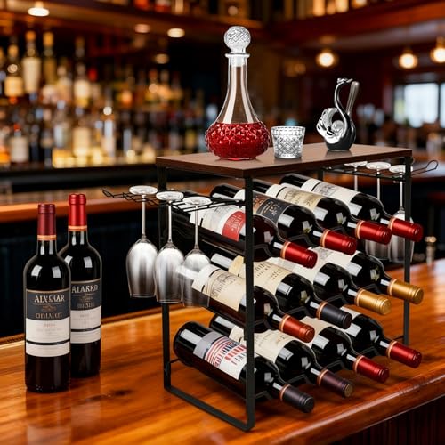 50% Off Black 3-Tier Wavy Wine Rack for 12 Bottles