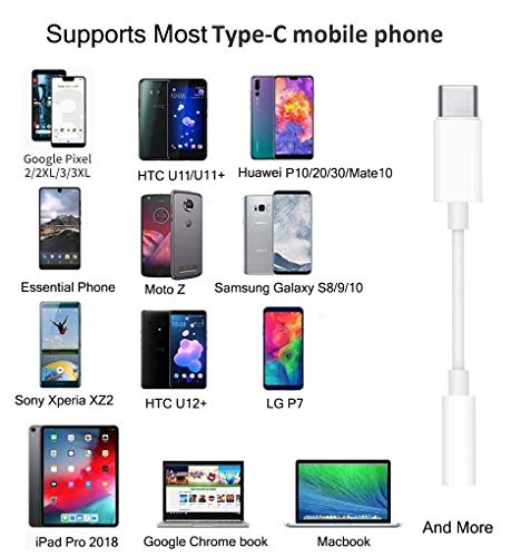 Image of Wahbite USB C to 3.5mm Earphone Jack Dongle Compatible with Pixel 3 /2 /3XL /2XL, iPad Pro 2018, MacBook Pro, Samsung Sony HTC Moto and More USB-C Device, Type C to Aux Headphone Converter (White-2 Pack)