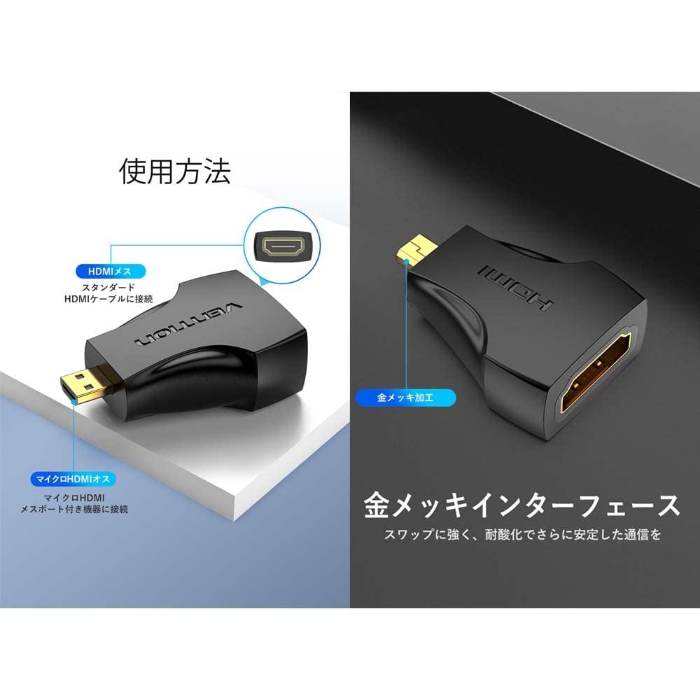 Amazon | VENTION MicroHDMI オス to HDMI メス 変換アダプター 1080P