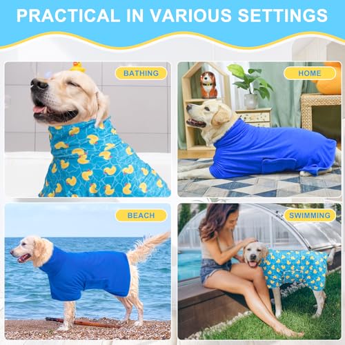 Image of BEAUTYZOO Dog Bathrobe,Dog Drying Coat,Fast Drying Super Absorbent Dog Bath Robe,Adjustable Belly Strap Dog Towels for Drying Dogs Medium Large,Microfibre Soft Dog Robes for After Bath,Dark Blue L