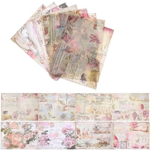 Ipetboom 16 piezas Papel para Scrapbook Vintage Fondo Decorativo Inglés Papel para Manualidades y Álbumes Material Duradero para Diario y Collage Creativo