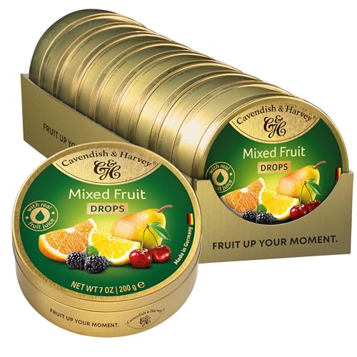 Cavendish & Harvey Travel Tin Mixed Fruit Drops 200 g (Pack of 9) miniatura 1