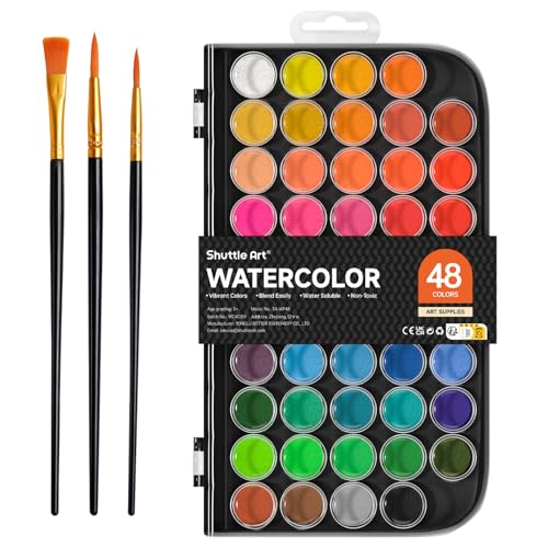 Shuttle Art 48 Color Watercolor Paint Set