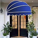 キャンバスドーム窓オーニング折りたたみ式アルミフレームカフェ、レストラン、ストリートショップ用(Blue,110CM/43.31in)