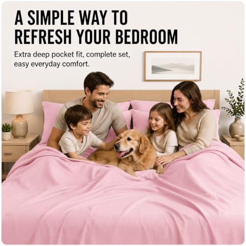 Image of CozyLux 6-Piece Cal King Sheet Set, Fits 18-21 Inch Mattresses, Oeko-TEX