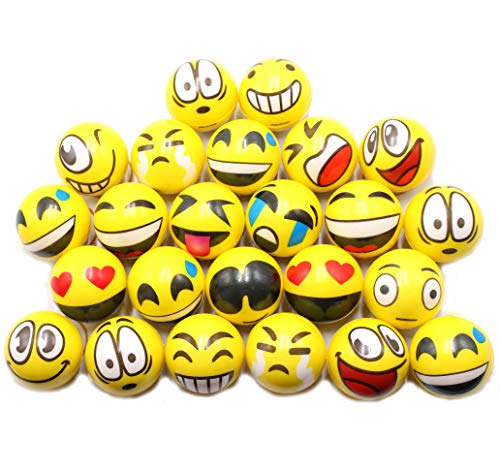 FIVOENDAR Set of 12 - Fun Face Stress Balls Cute Hand Wrist Stress Reliefs Squeeze Balls for Kids and Adults at School or Office Party Favors (Yellow Color Random Faces) (Latest) - image 1