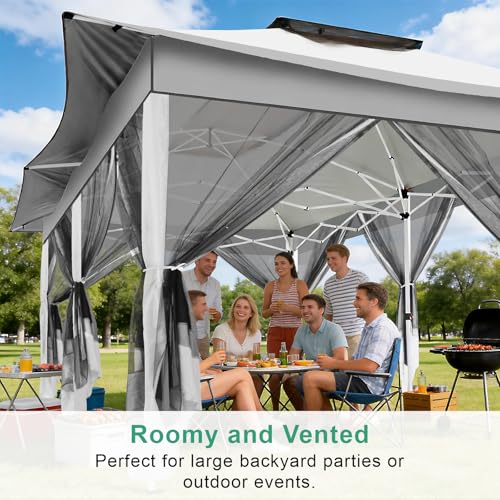 Image of COBIZI 10x20 Pop up Canopy Tent - 12x20 Gazebo, Party Tents for Parties, Carpas para Fiestas, Large Outdoor Popup Patio Screened Gazebos, Shelter Tents with Net for Backyard, Commercial,Light Grey