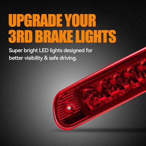 Image of Third 3rd Brake LED for 1999-2004 Jeep Grand Cherokee, High Mount Rear Brake Lights Assembly for 99-04 Grand Cherokee, Waterproof Center Cab Lamp Stop Light (Red)