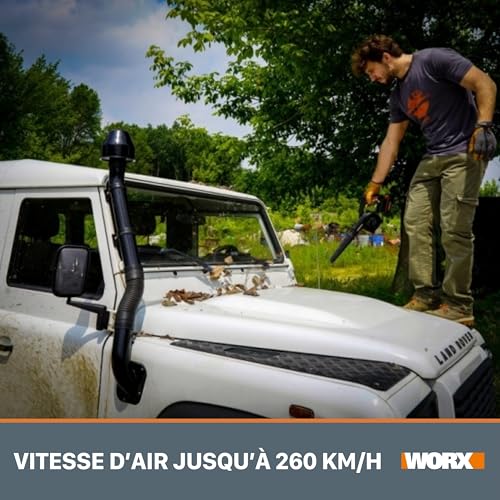 WORX Souffleur sans fil 20V 2Ah WX094.9 260kmh 3 niveaux pour un soufflage livré sans batterie ni chargeur - vue 5
