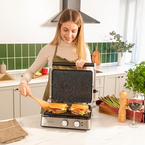 Parrilla électrique Cecotec RockStone Rock'nGrill Blaze plaque pierre ouverture 180° - vue 5